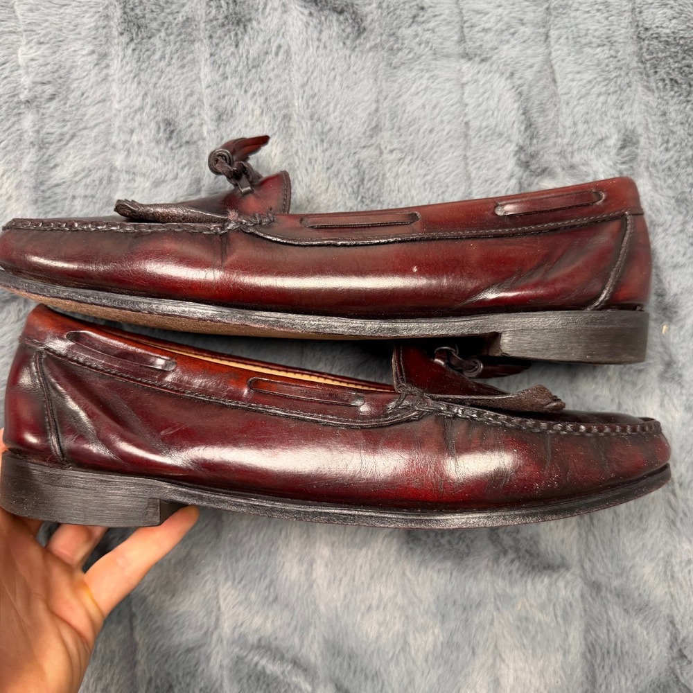 Vintage GH Bass Weejuns Tassel Kiltie Loafers Mens 10.5 D Burgundy Leather USA